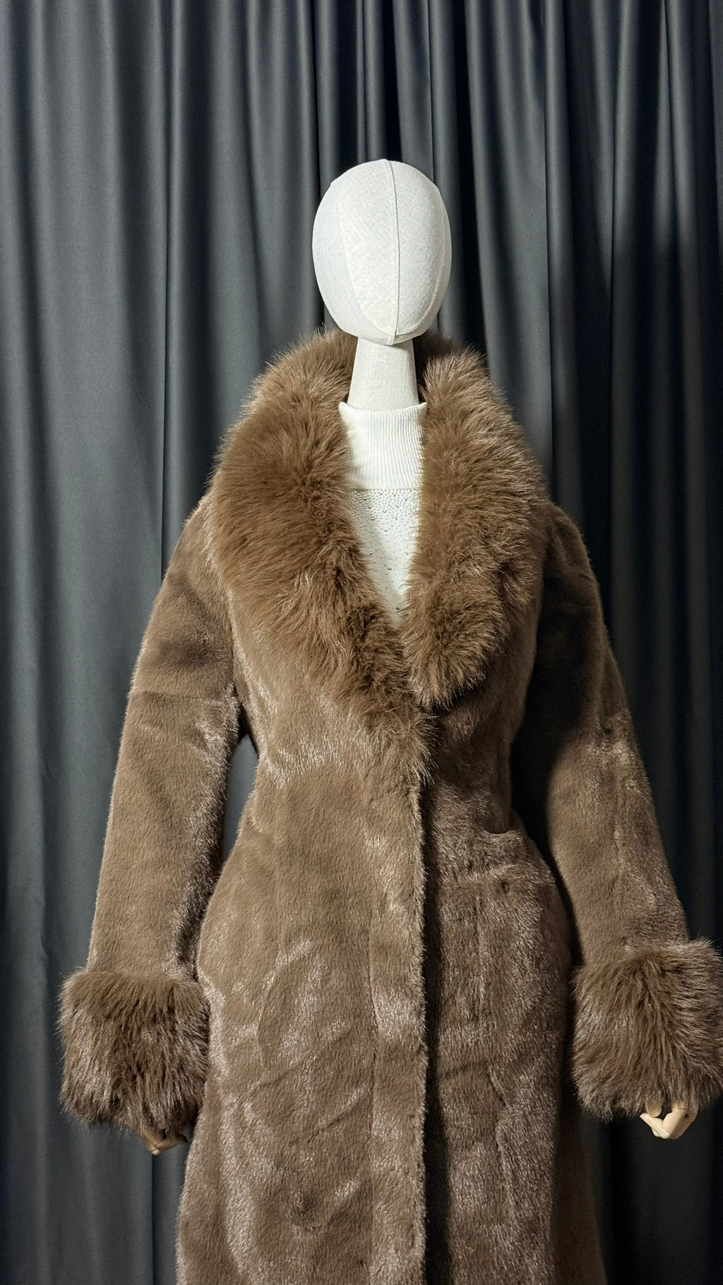 Kahverengi Kemerli Uzun Kürk Kaban – Lüks Seri