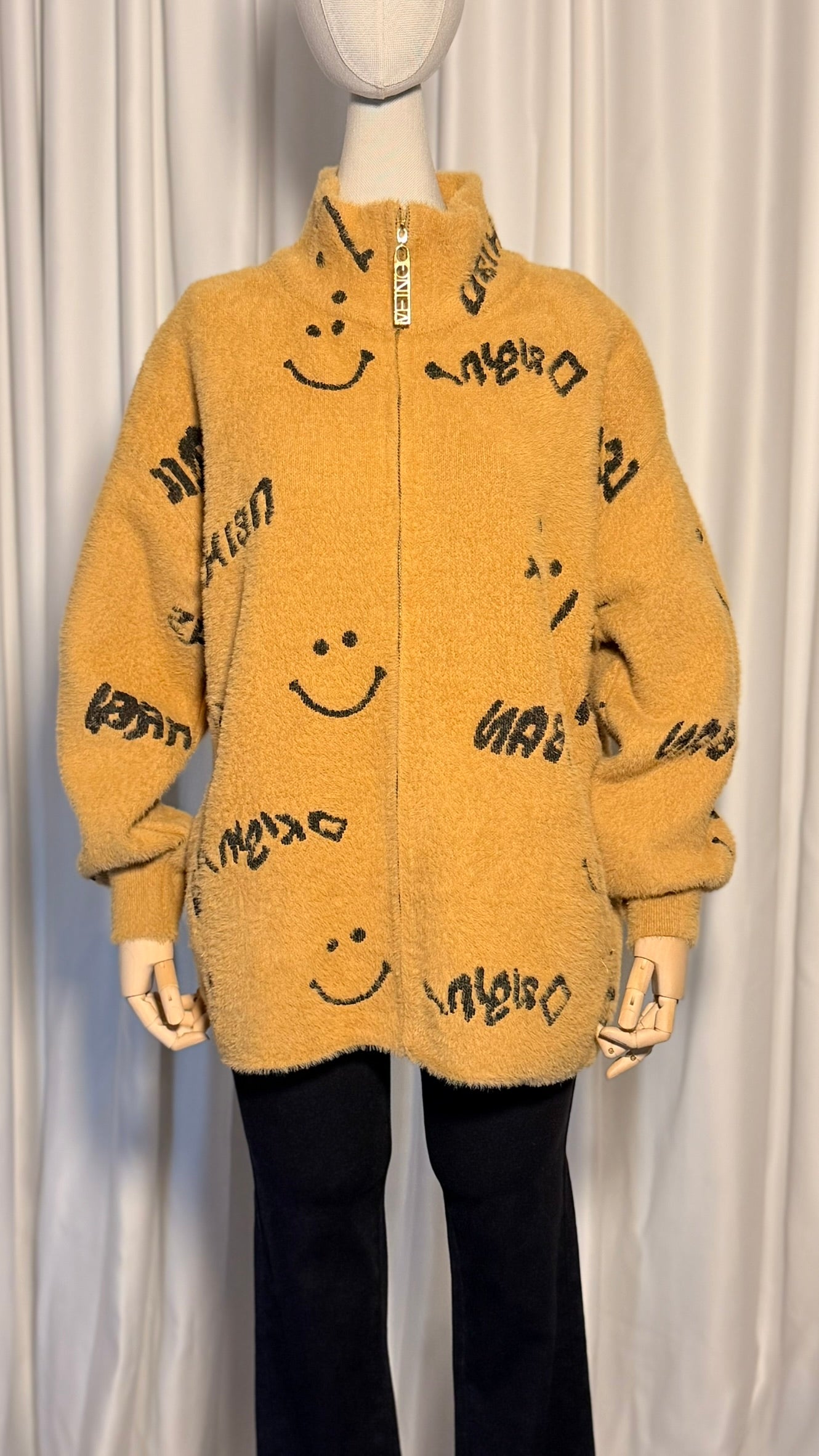 Hardal Renk Gülümseme Desenli Angora Kaşmir