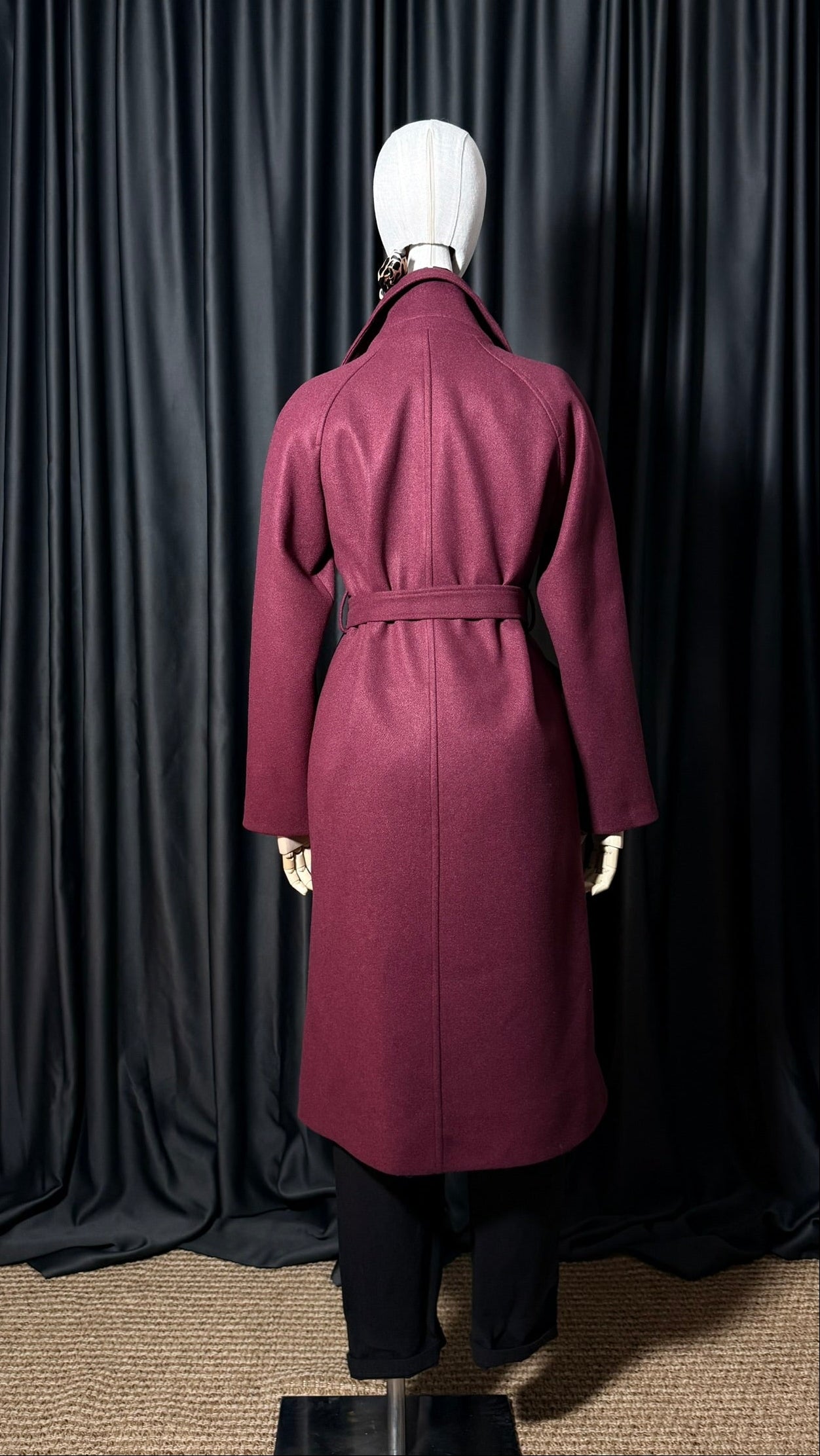 Bordo Uzun Kaşe Kaban – Kuşaklı Model