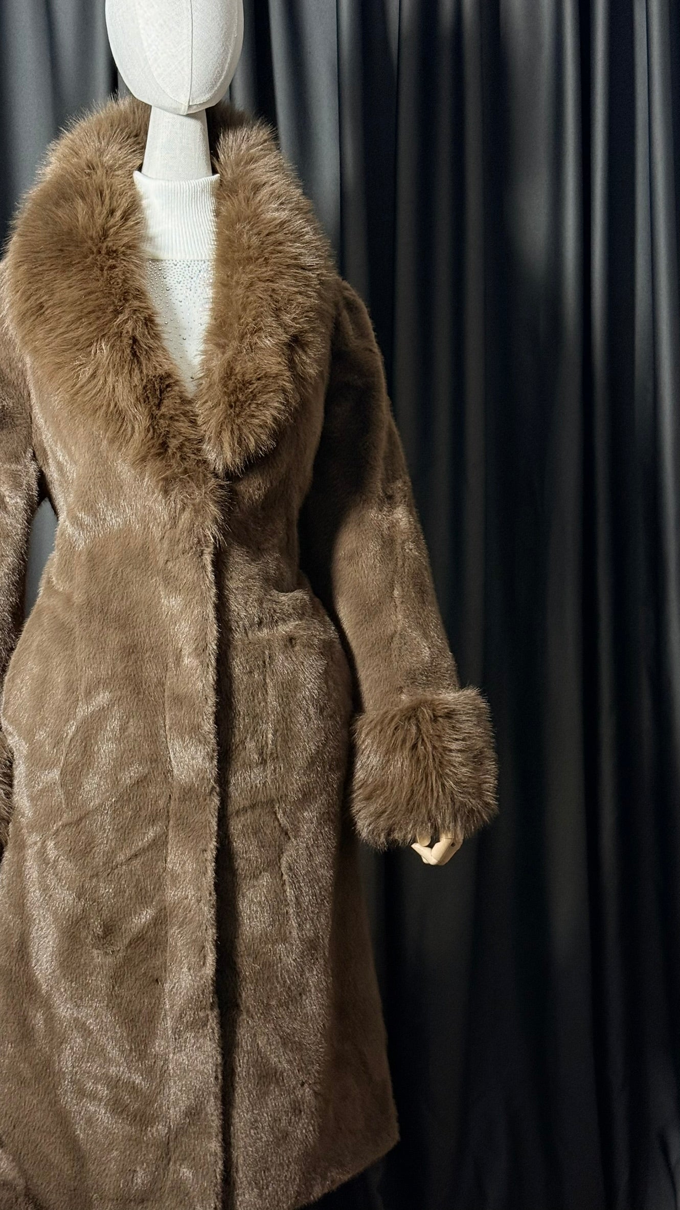 Kahverengi Kemerli Uzun Kürk Kaban – Lüks Seri