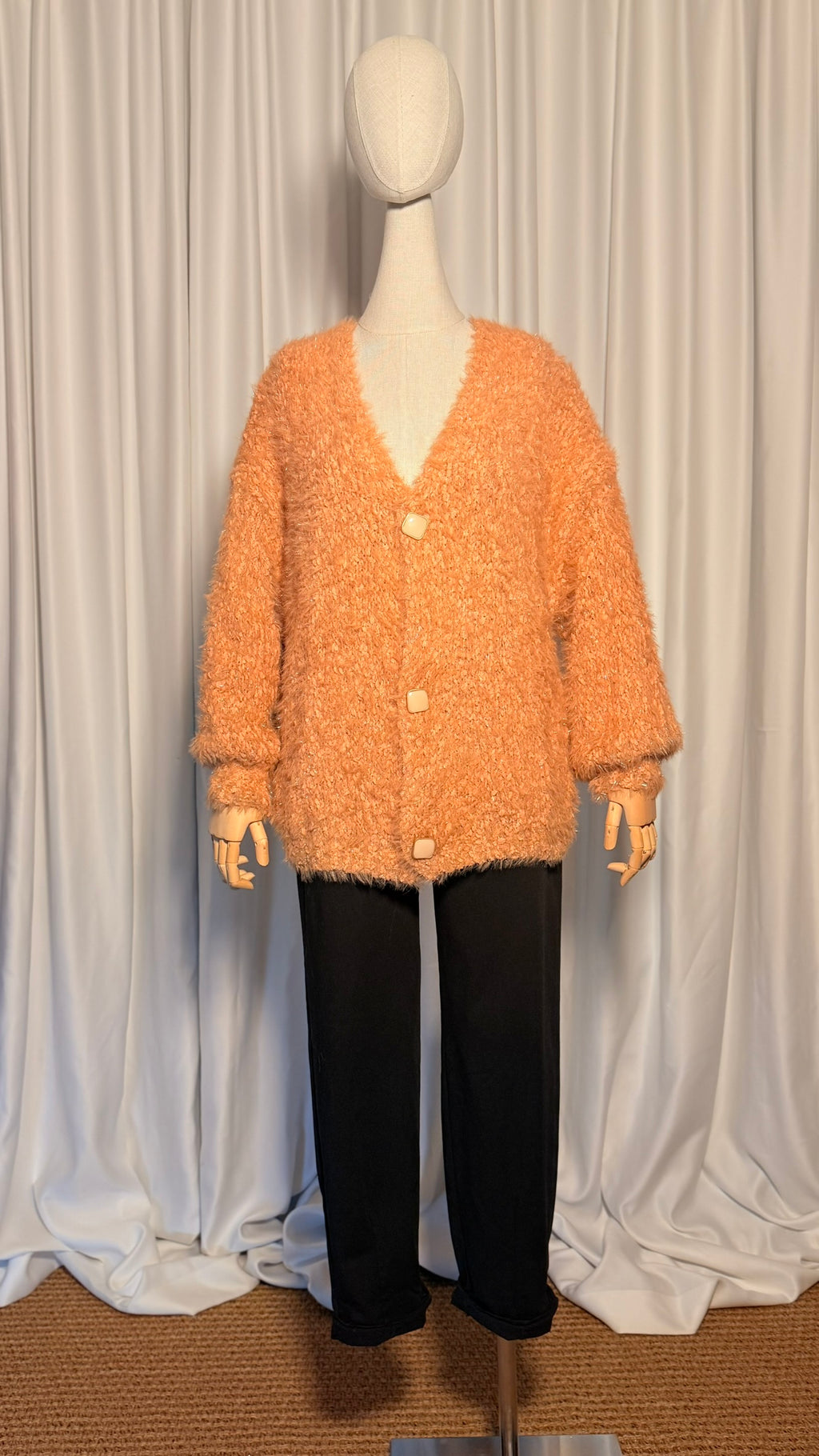 Somon Tüylü Oversize Hırka