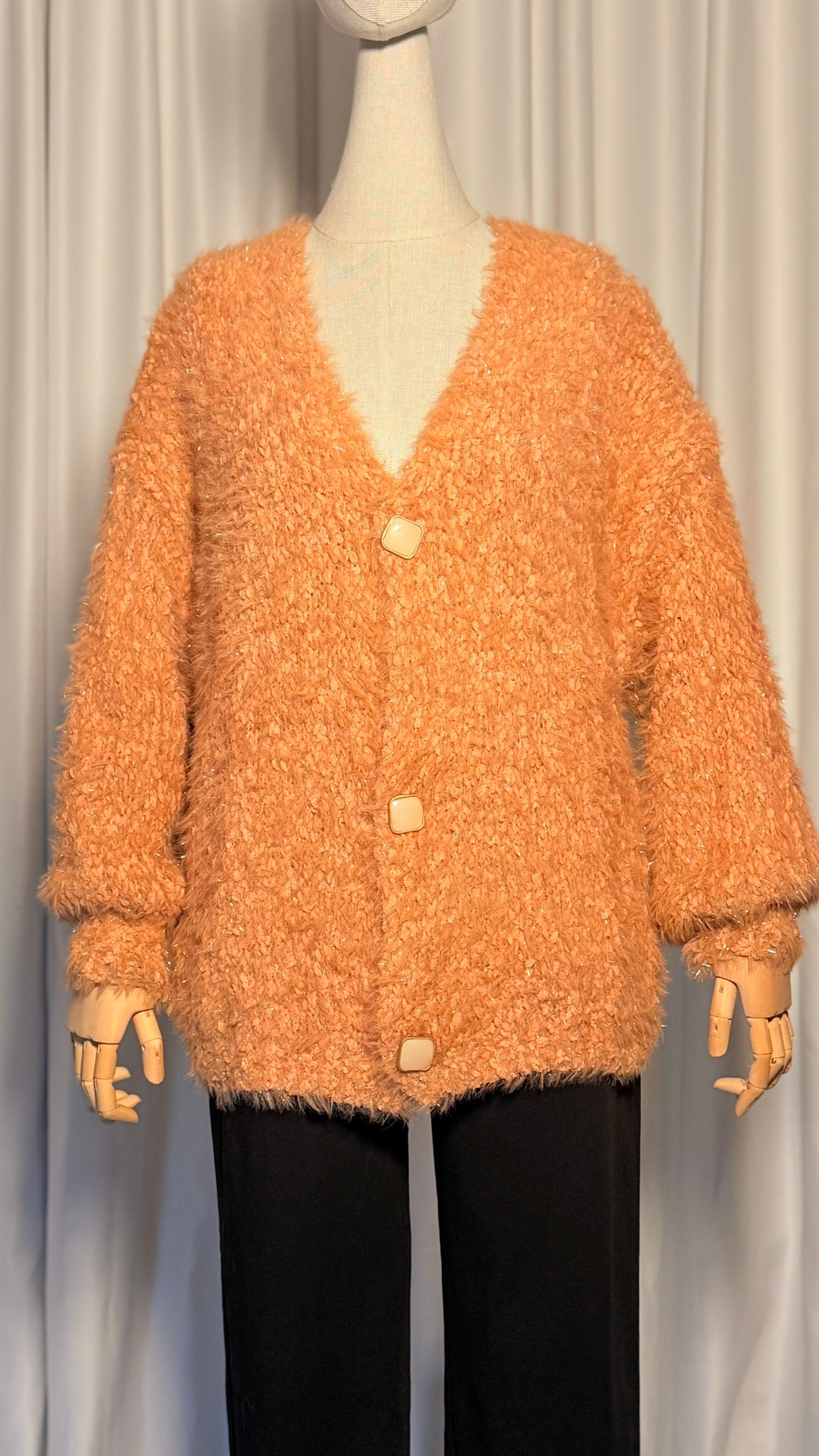 Somon Tüylü Oversize Hırka