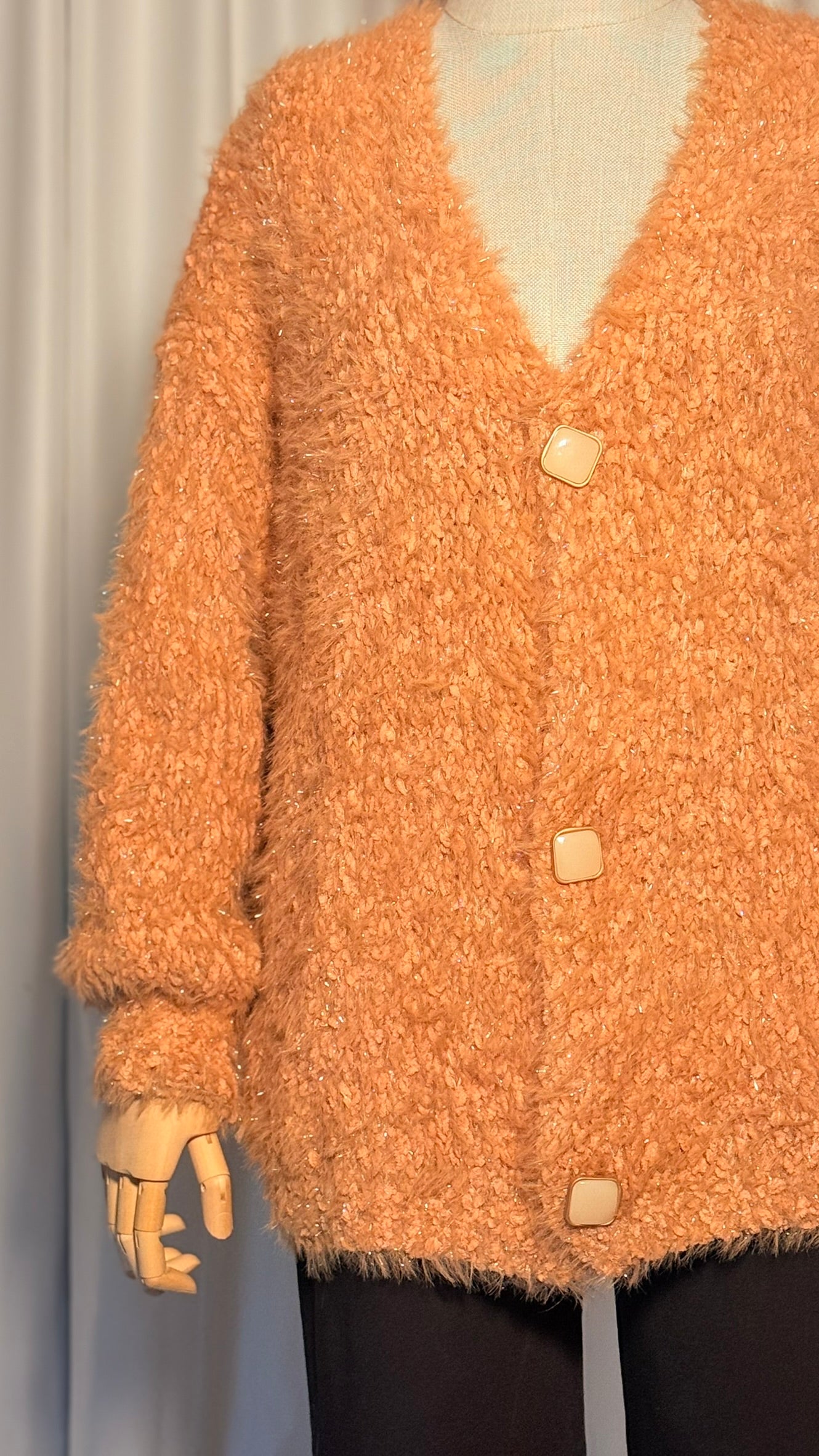 Somon Tüylü Oversize Hırka