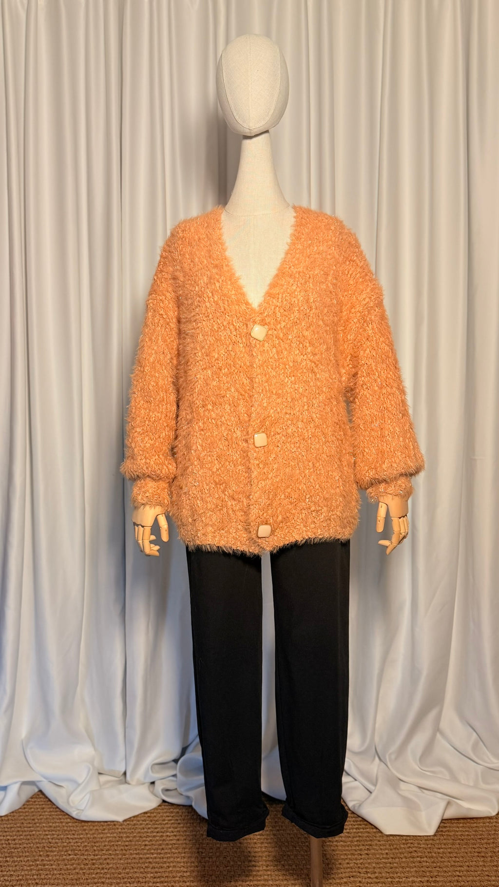 Somon Tüylü Oversize Hırka