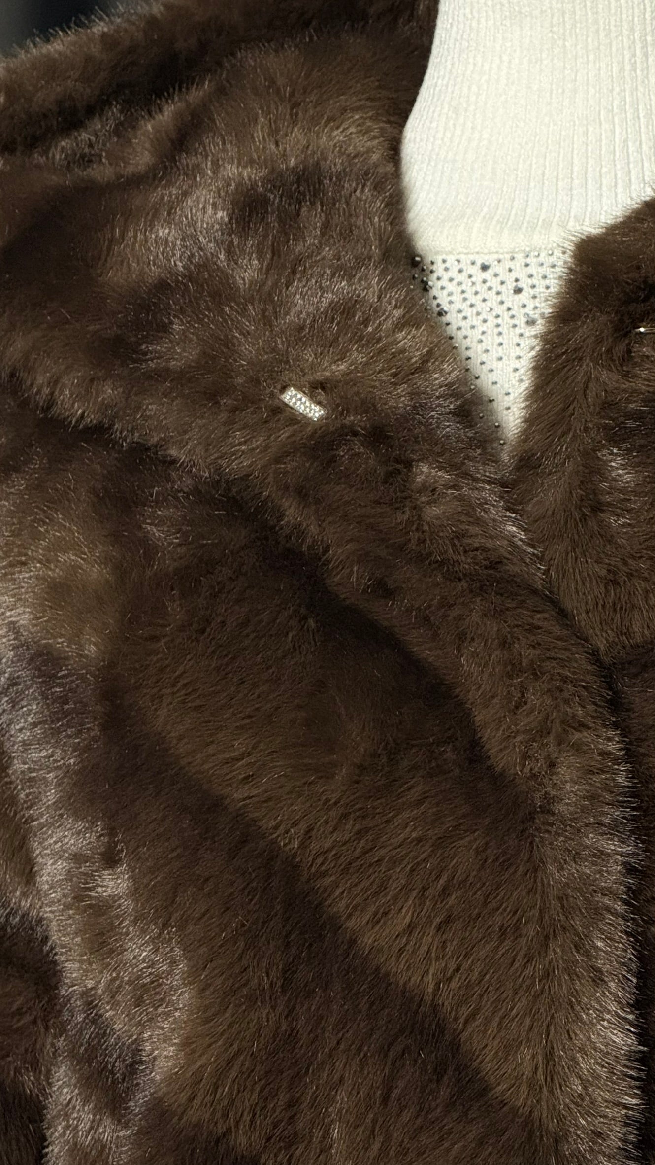 Çikolata Kahve Kapüşonlu Kürk Kaban