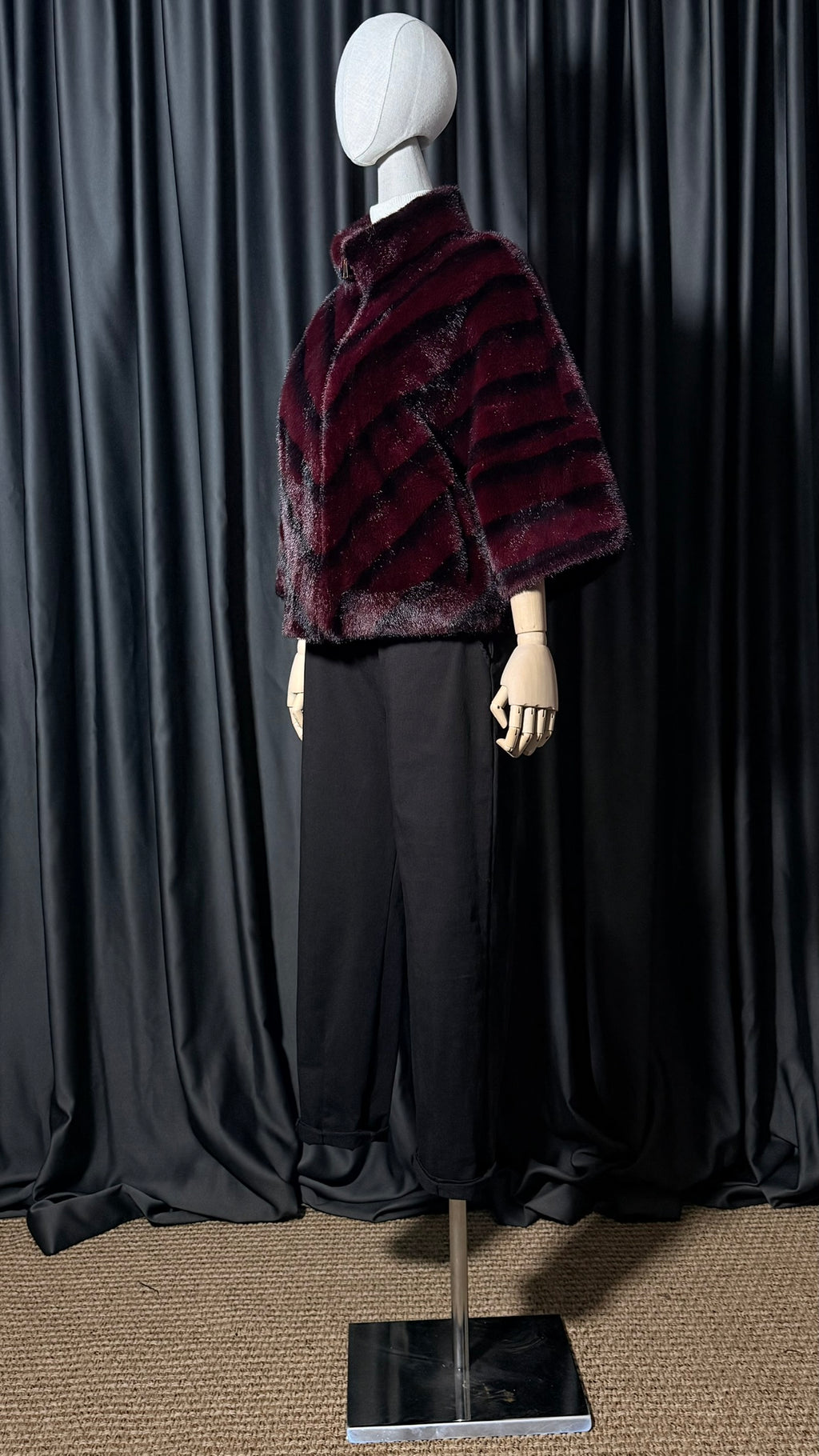 Bordo Kısa Kürk Ceket