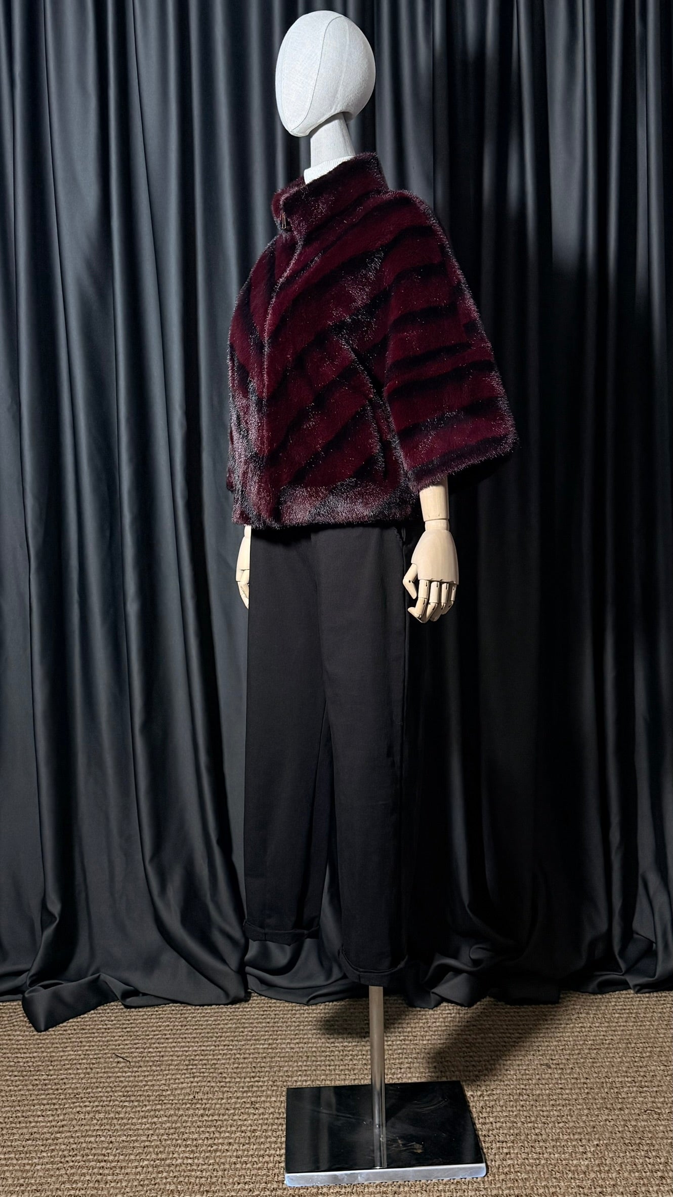 Bordo Kısa Kürk Ceket