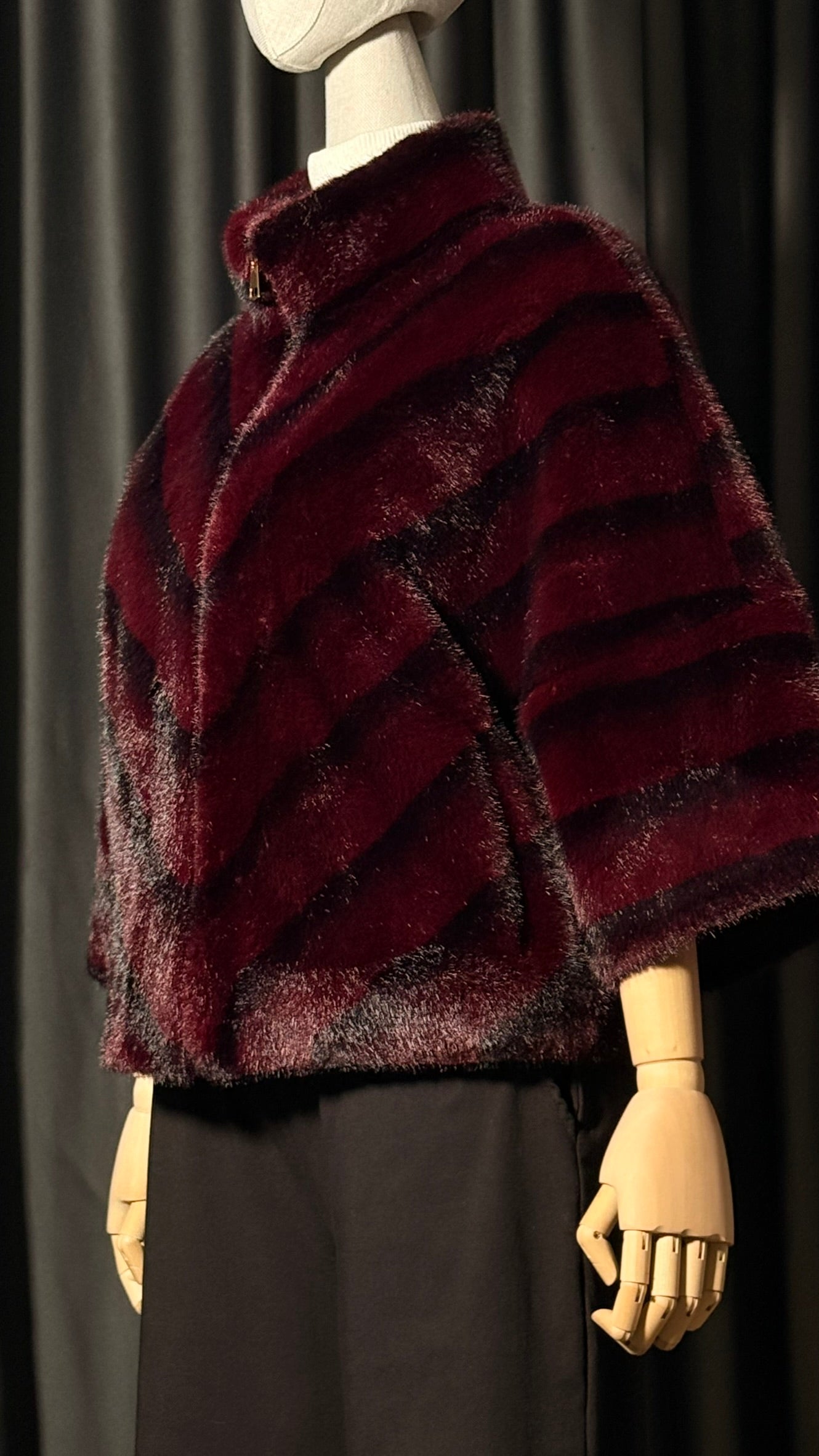 Bordo Kısa Kürk Ceket