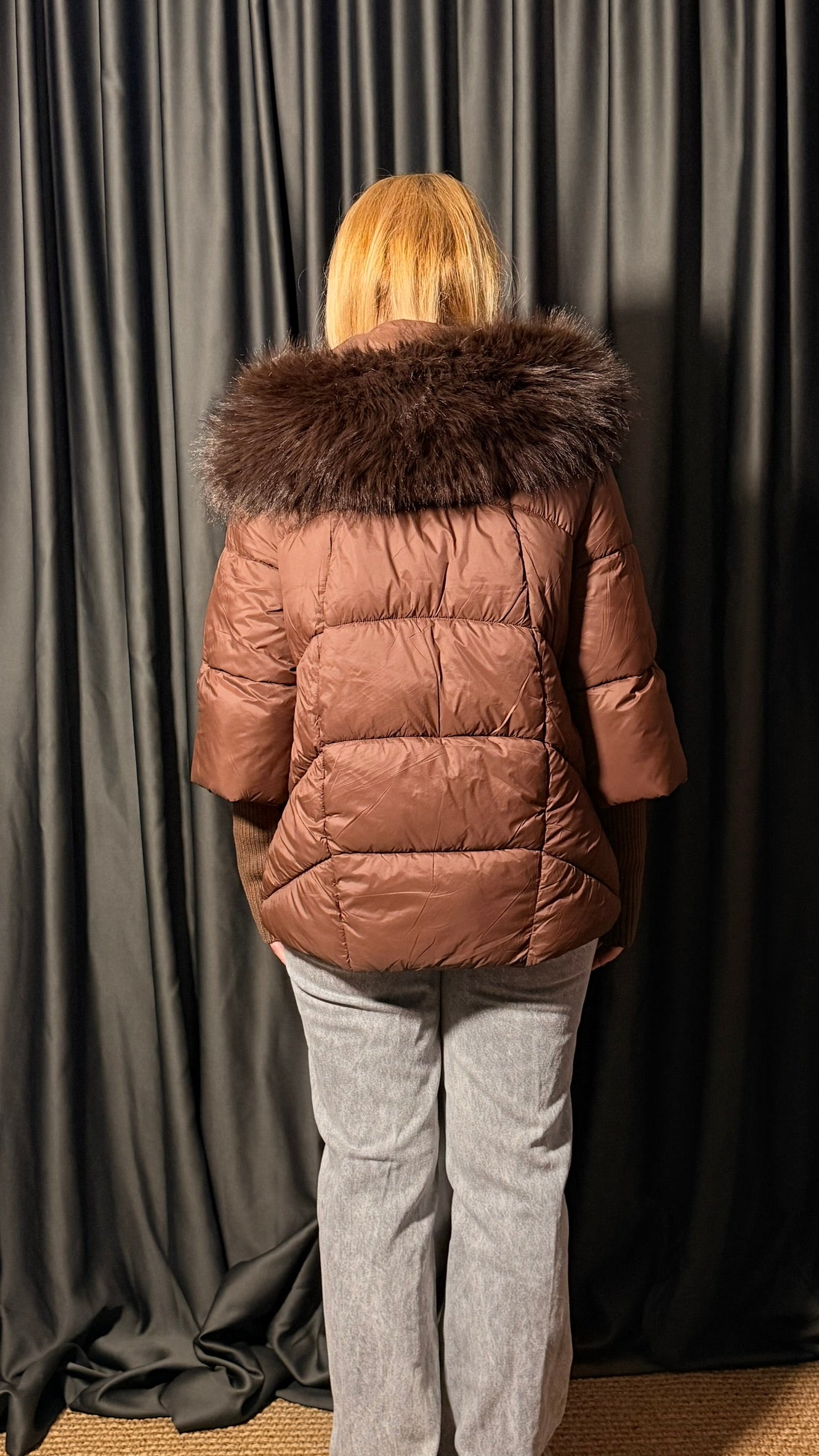 Orijinal Kaz Tüyü Kahverengi Tasarım Mont