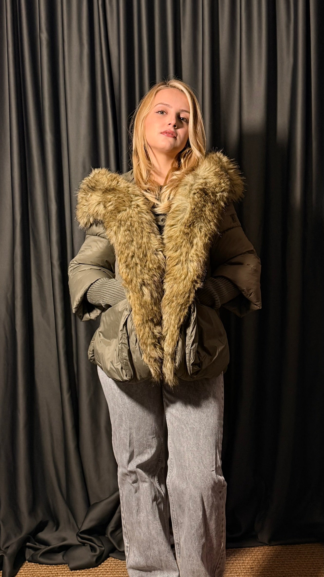 Orijinal Kaz Tüyü Kahverengi Tasarım Mont