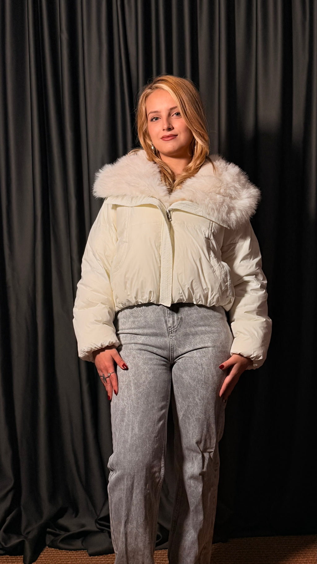 Kürk Detaylı  Kaz Tüyü Mont