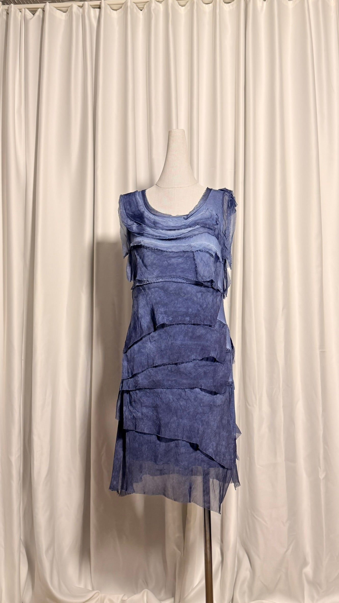 Lacivert Kat Kat Kısa Elbise