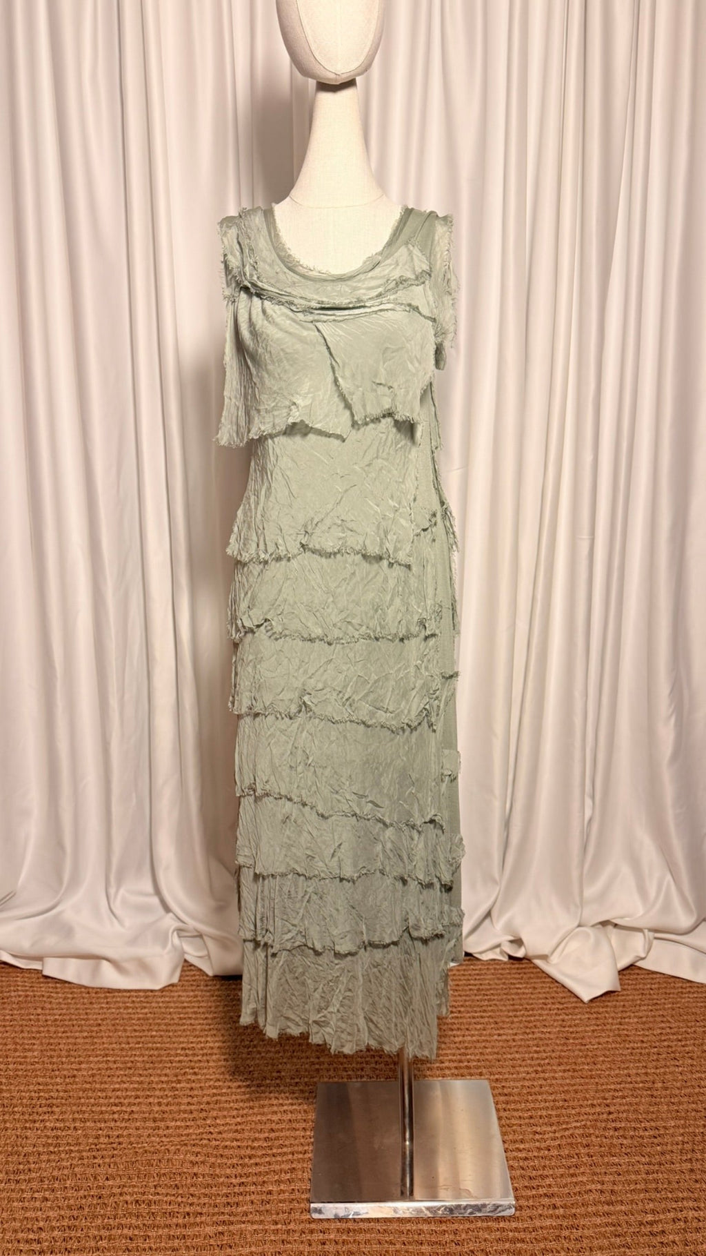 Gri Kat Kat Uzun Elbise