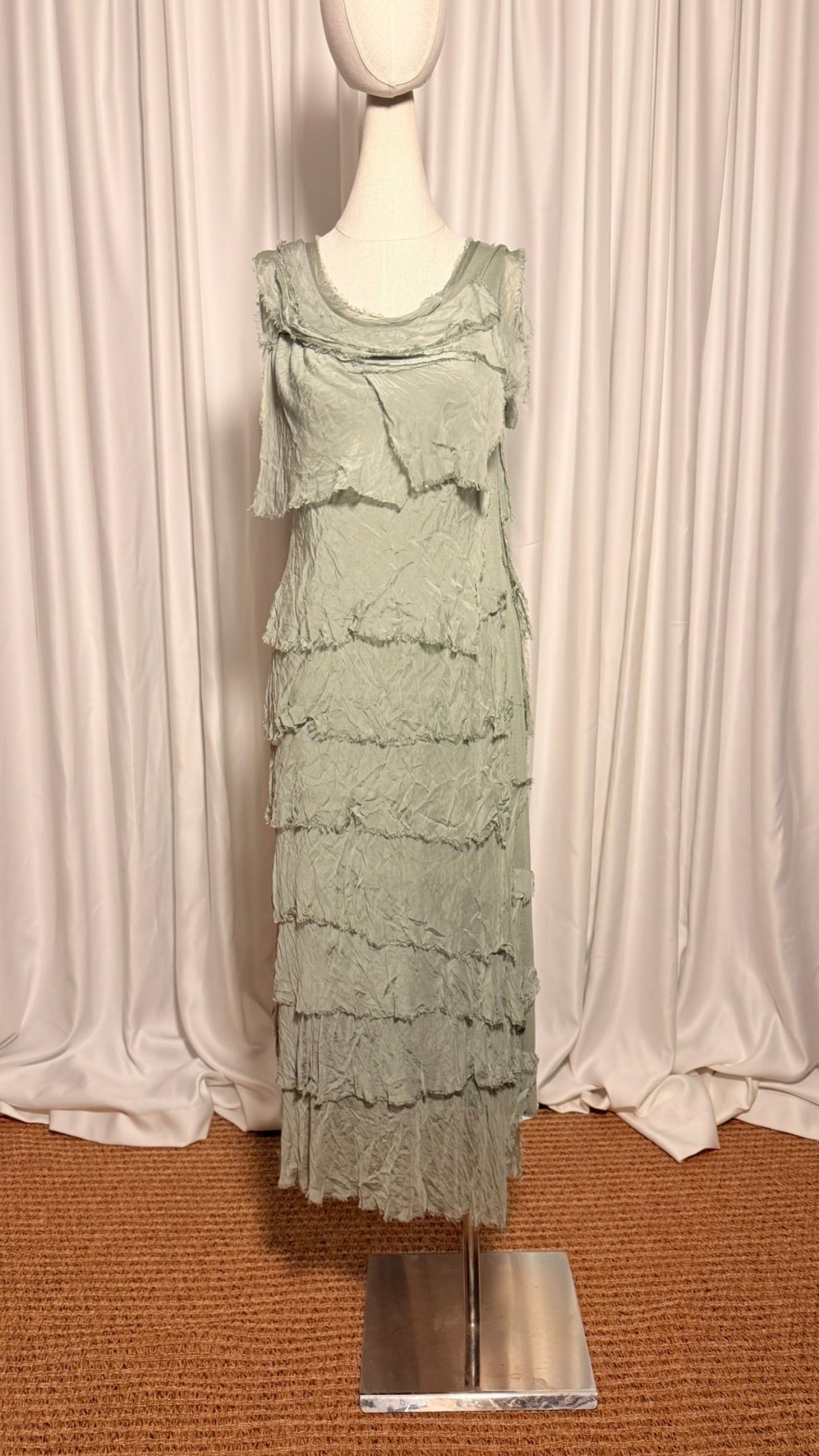 Gri Kat Kat Uzun Elbise