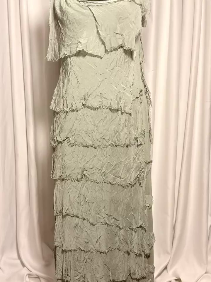 Gri Kat Kat Uzun Elbise